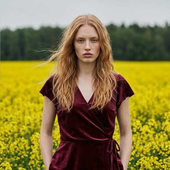 Banana Republic Tops - Banana Republic Burgundy Velvet Wrap Top